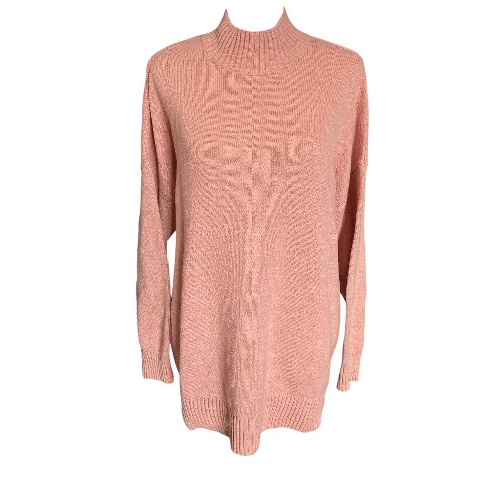 LC Lauren Conrad women's XXL pink long sleeve mock neck stretchy sweater sparkle